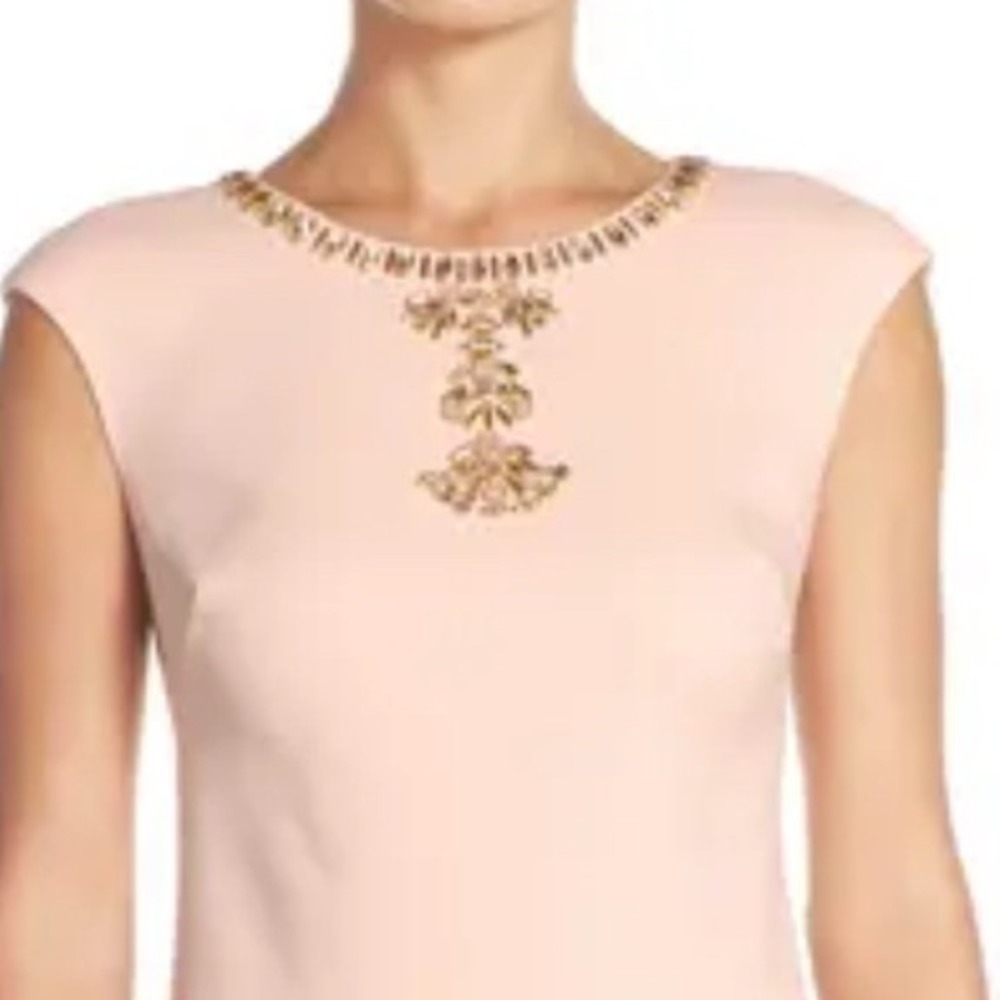 Vince Camuto Embellished Crepe Dress Womens 10 Blush Pink NWT A-Line Sheath - Picture 2 of 8